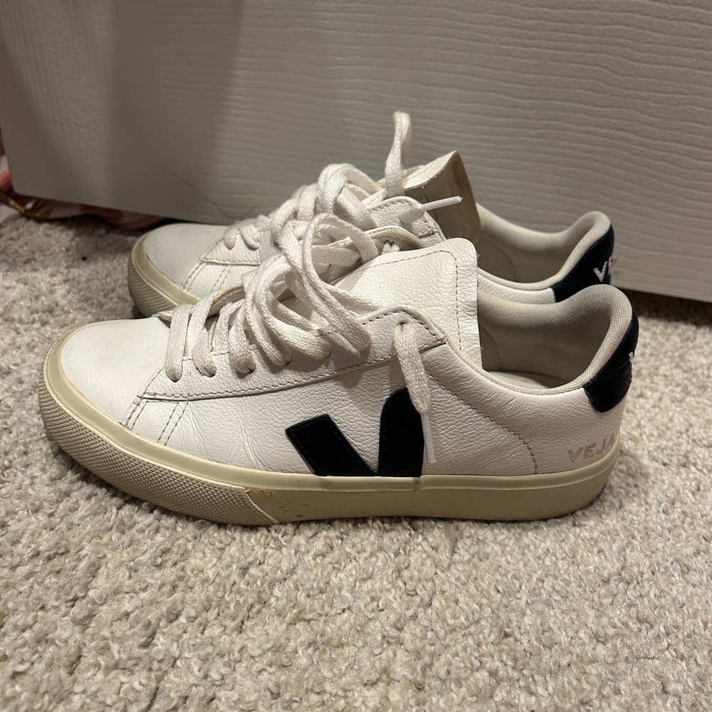 Veja Cream and Black Casual Sneakers